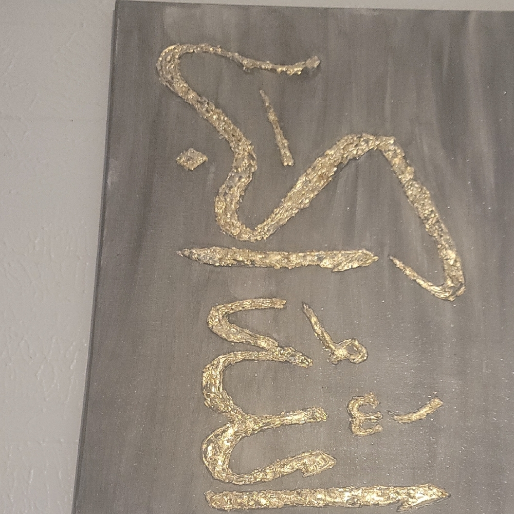 36 Point 5 Gray and Gold Abstract Painting